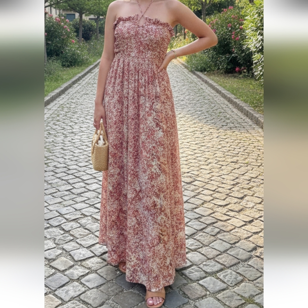Floral Strapless Maxi Dress